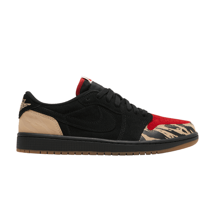 SoleFly x Air Jordan 1 Low Retro OG SP 'Everglades' Black/Sport Red/Desert/Gum Medium Brown