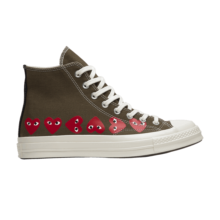 Comme des Garçons Play x Converse Chuck 70 Hi Top 'Multi Heart' Brown/Khaki