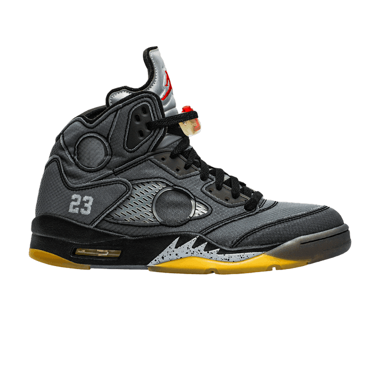 Off-White x Air Jordan 5 Retro SP 'Muslin' Black/Fire Red/Muslin