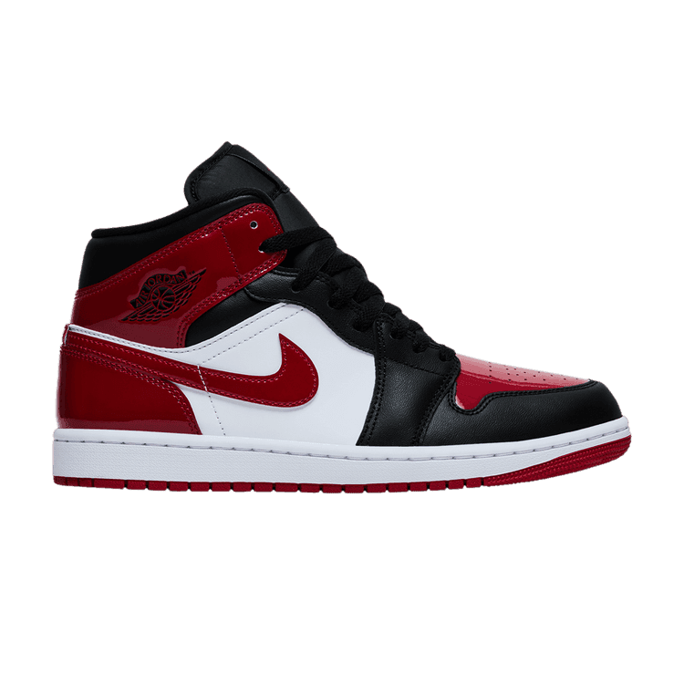 Air Jordan 1 Mid 'Patent Bred Toe' Black/Varsity Red/White